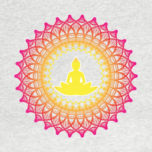 Enlightened Soul Buddha Silhouette Mandala Illustration Print Design GC-092-20 by GraphicCharms